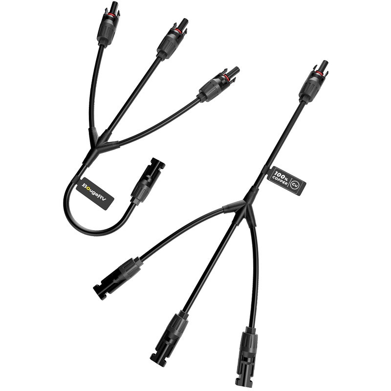 BougeRV Solar Y Branch Connectors Solar Panel Parallel Connectors 1 to 3 Solar Cable Wire Plug Tool Kit (M/FFF and F/MMM) - Image 1